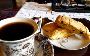 biscotti and hot coffee at the overlook inn