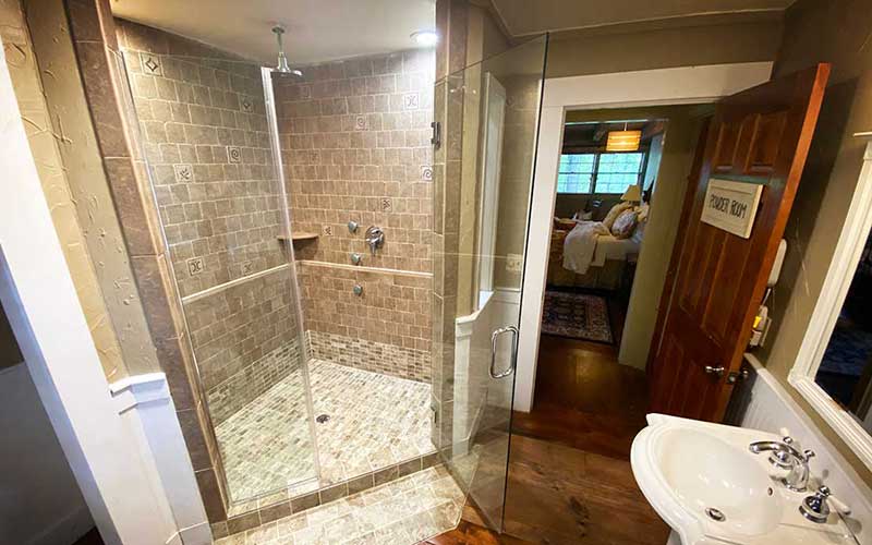 large shower at a bed and breakfast in the georgia mountains