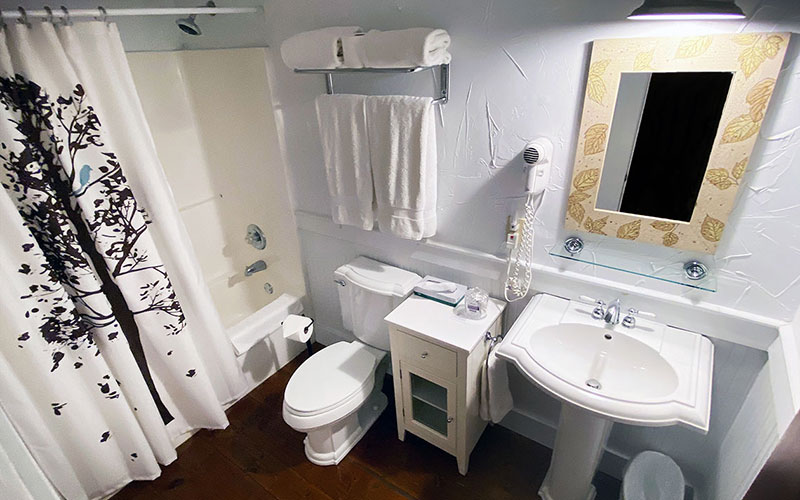 fieldstone room bathroom with pedestal sink